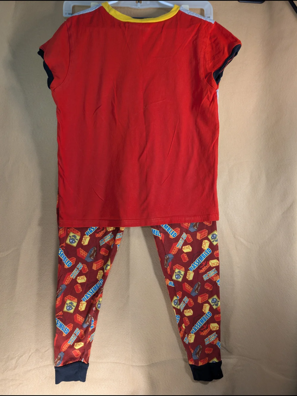 Lego Kids Two-Piece Pajama Set in Red, Gray, Yellow
